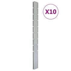 Vidaxl Plotové sloupky 10 ks stříbrné 220 cm pozinkovaná ocel