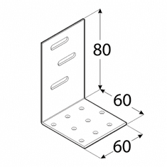 DOMAX KMR 2 - úhelník montážní stavitelný, pravý 60x80x60x2,0 mm