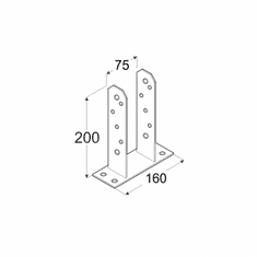 DOMAX PST 75 (75*200*4) Patka sloupku 75 typu "TT"