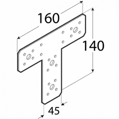 DOMAX KT 160 - spojka typu "T" 160x140x45x2,5 mm