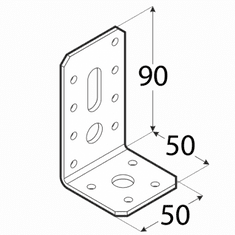 DOMAX KR 5 - úhelník stavitelný 90x50x50x3,0 mm