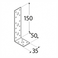 DOMAX KL3 - úhelník spojovací 150x50x35x2,5 mm