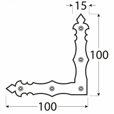 DOMAX NAD 8 C - Rohovník ozdobný černý 100x100x15x2,0 mm