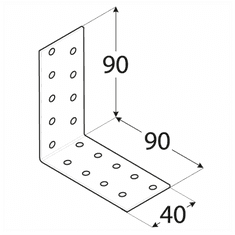 DOMAX KM16 - úhelník montážní 90x90x40x2,0 mm