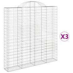 Vidaxl Klenuté gabionové koše 3 ks 200x30x200/220cm pozinkované železo