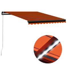 Vidaxl Ručně zatahovací markýza LED světlo 300x250 cm oranžová a hnědá