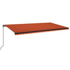 Vidaxl Ručně zatahovací markýza 600 x 350 cm oranžovo-hnědá