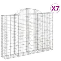 Vidaxl Klenuté gabionové koše 7 ks 200x30x140/160cm pozinkované železo