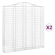 Vidaxl Klenuté gabionové koše 2 ks 200x30x200/220cm pozinkované železo