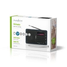 Nedis FM Rádio | 3,6 W | Port USB a Slot na microSD kartu | Černá / Šedá