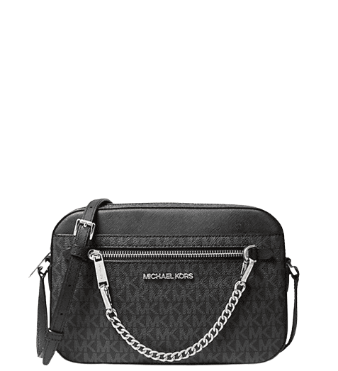 Michael Kors Dámská kabelka,crossbody Jet Set černá logová s řetízkem