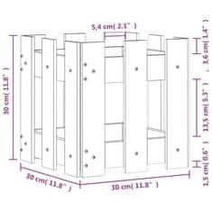 Vidaxl Zahradní truhlík plotový design bílý 30x30x30 cm masiv borovice