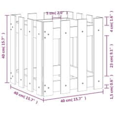 Vidaxl Zahradní truhlík plotový design bílý 40x40x40 cm masiv borovice