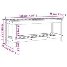 Vidaxl Zahradní lavice bílá 108 x 35 x 45 cm masivní borové dřevo