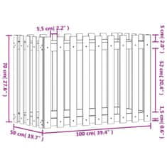 Vidaxl Vyvýšený záhon plotový design černý 100x50x70 cm masiv borovice