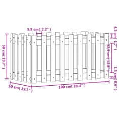 Vidaxl Vyvýšený záhon plotový design bílý 100x50x50 cm masiv borovice