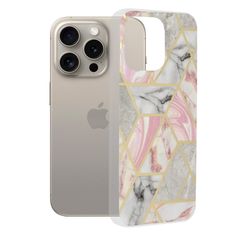 Techsuit Kryt iPhone 15 Pro Max Techsuit - Marble Series - Pink Hex