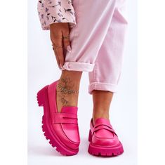 Kožené mokasíny Slip-on Platform Pink velikost 40