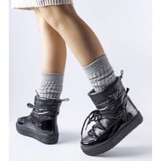 Černé zateplené sněhové boty s gumičkou velikost 41