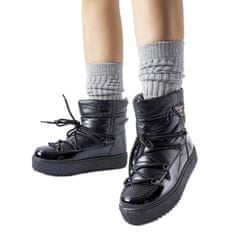 Černé zateplené sněhové boty s gumičkou velikost 41