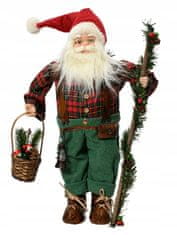 Kaemingk Santa Claus s košíkem Vánoční dekorativní figurka 60 x 27 cm