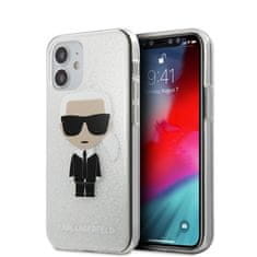 Karl Lagerfeld Karl Lagerfeld Iconik Glitter - Iphone 12 Mini Kryt (Stříbrný)