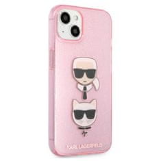 Karl Lagerfeld Karl Lagerfeld Glitter Karl & Choupette Head - Kryt Na Iphone 13 Mini (Růžová)