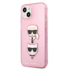 Karl Lagerfeld Karl Lagerfeld Glitter Karl & Choupette Head - Kryt Na Iphone 13 Mini (Růžová)