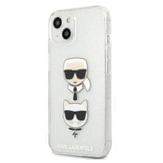 Karl Lagerfeld Karl Lagerfeld Glitter Karl & Choupette Head - Kryt Na Iphone 13 Mini (Stříbrná