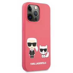 Karl Lagerfeld Karl Lagerfeld Silicone Karl & Choupette - Kryt Na Iphone 13 Pro (Fuchsiový)