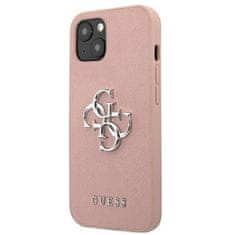 Guess Guess Saffiano 4G Big Silver Logo - Kryt Na Iphone 13 Mini (Růžová)