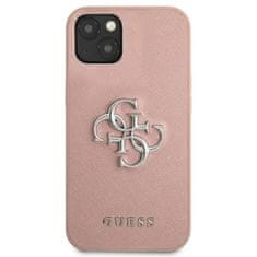 Guess Guess Saffiano 4G Big Silver Logo - Kryt Na Iphone 13 Mini (Růžová)