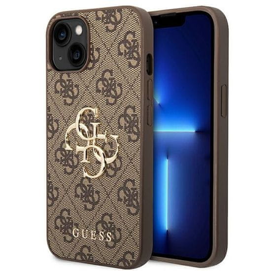 Guess GUESS GUHCP14S4GMGBR IPHONE 14 / 15 / 13 6,1" HNĚDÝ/HNĚDÝ PEVNÝ OBAL 4G BIG METAL LOGO