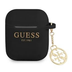 Guess Silikonové Pouzdro Guess 4G Charms – Pouzdro Na Airpods (Černé)