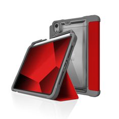 shumee Ochranné pouzdro STM Dux Plus – iPad mini 6 (2021) MIL-STD-810G s funkcí nabíjení Apple Pencil (červené)