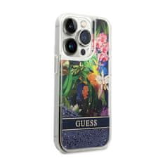 Guess Guess Liquid Glitter Flower - Kryt Na Iphone 14 Pro (Modrý)