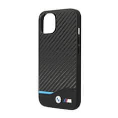 Bmw Bmw Leather Carbon Blue Line – Pouzdro Na Iphone 14 Plus (Černé)