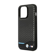 Bmw Bmw Leather Carbon Blue Line - Kryt Na Iphone 14 Pro (Černý)