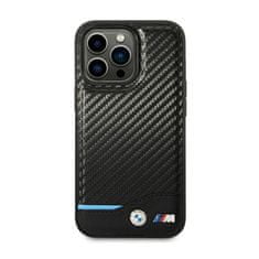 Bmw Bmw Leather Carbon Blue Line – Pouzdro Na Iphone 14 Pro Max (Černé)