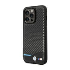 Bmw Bmw Leather Carbon Blue Line – Pouzdro Na Iphone 14 Pro Max (Černé)