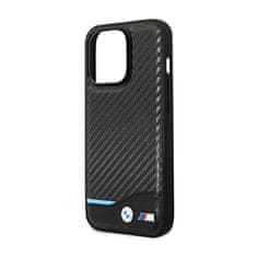 Bmw Bmw Leather Carbon Blue Line – Pouzdro Na Iphone 14 Pro Max (Černé)