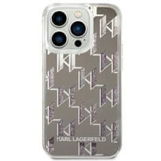 Karl Lagerfeld Karl Lagerfeld Monogram Liquid Glitter - Kryt Na Iphone 14 Pro (Stříbrný)