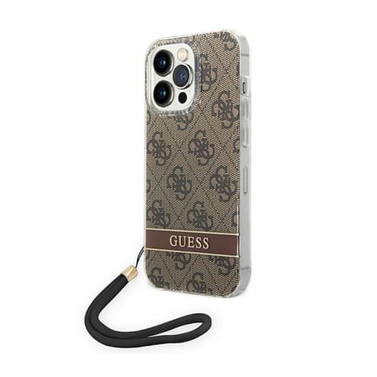 Guess Guess 4G Print Cord - Kryt Šňůrkou Na Iphone 14 Pro Max (Hnědý)