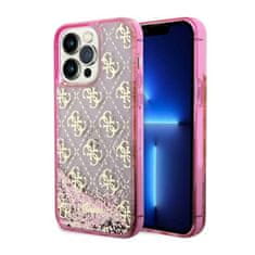 Guess Guess Liquid Glitter Transculent 4G - Kryt Na Iphone 14 Pro (Růžový)