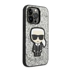 Karl Lagerfeld Karl Lagerfeld Glitter Flakes Ikonik - Kryt Na Iphone 14 Pro (Stříbrný)