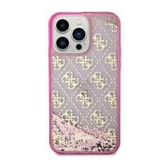 Guess Guess Liquid Glitter Transculent 4G - Kryt Na Iphone 14 Pro (Růžový)