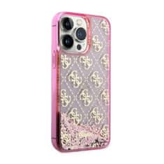 Guess Guess Liquid Glitter Transculent 4G - Kryt Na Iphone 14 Pro (Růžový)