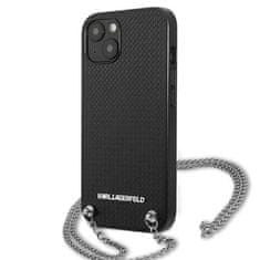 Karl Lagerfeld Karl Lagerfeld Kůže S Texturou A Řetízkem – Pouzdro Na Iphone 13 (Černé)