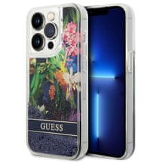 Guess Guess Liquid Glitter Flower - Kryt Na Iphone 14 Pro Max (Modrý)