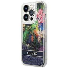 Guess Guess Liquid Glitter Flower - Kryt Na Iphone 14 Pro Max (Modrý)